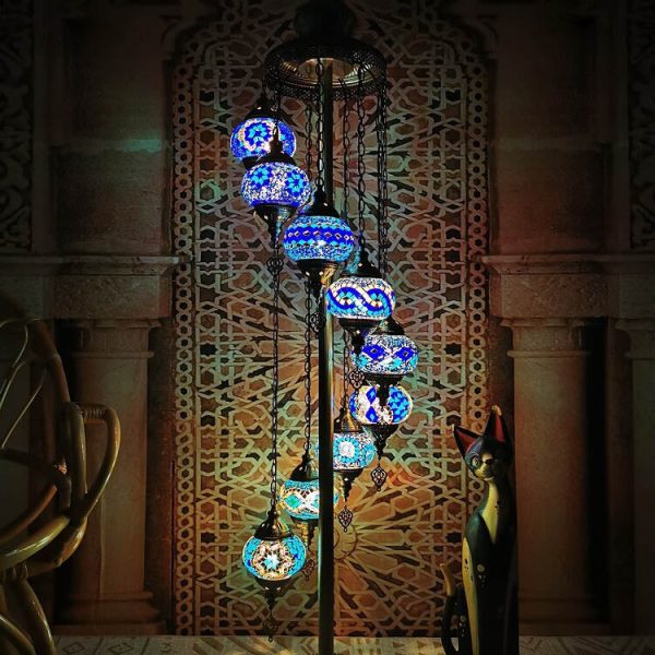 Retro Turkish Moroccan Globe 9-Light Standing Floor Lamp - Image 2