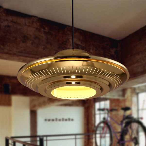 Industrial Vintage Iron Flying Saucer 1-Light Pendant Light - Image 5
