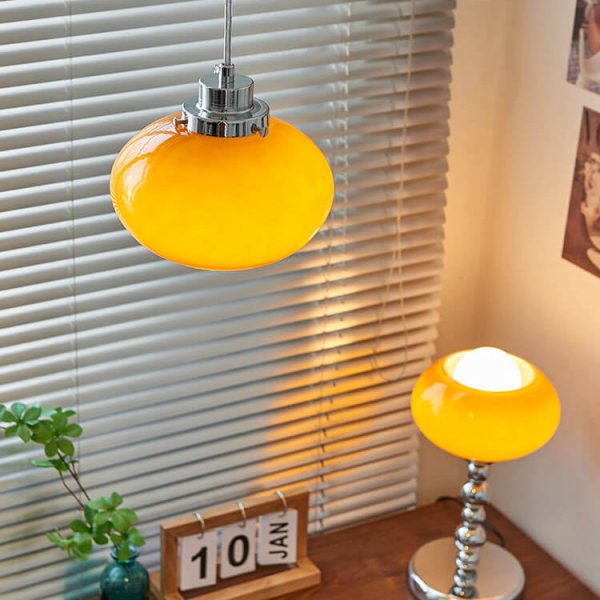Nordic Yellow Glass Dome 1-Light Pendant Light - Image 4