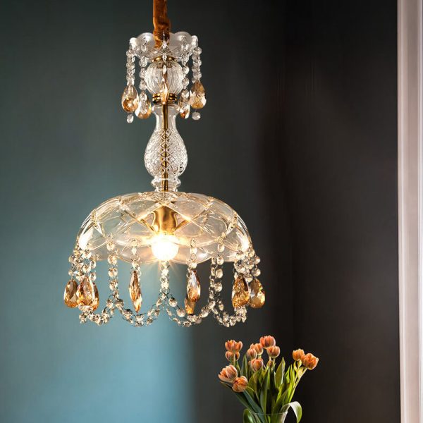Modern Luxury Crystal Hanging Dome 1-Light Pendant Light - Image 23