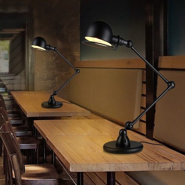 Vintage Industrial Iron Mechanical Long Arm 1-Light Table Lamp - Image 5