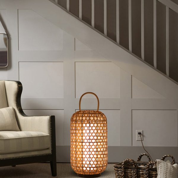 Modern Rattan Weaving Cylinder Outdoor Waterproof Floor Lamp - Image 12