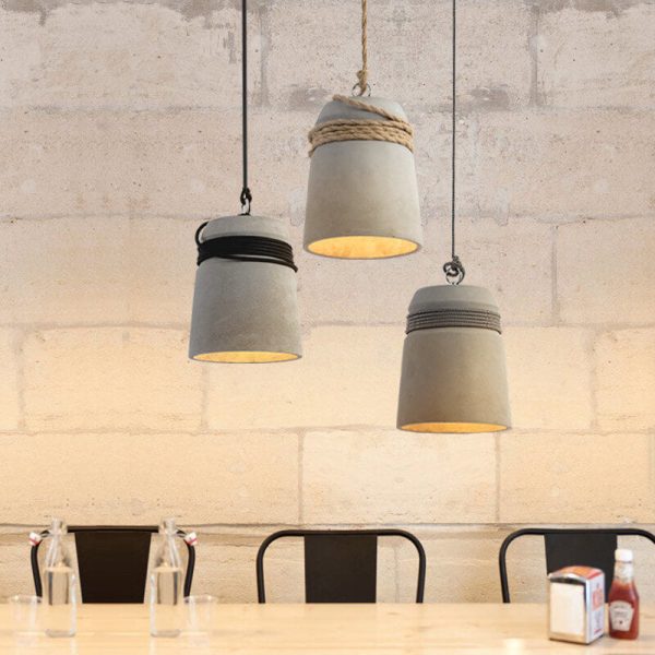 Industrial Cement Column Rope Wire 1-Light Pendant Light - Image 14