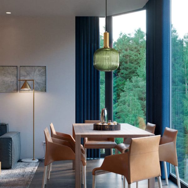 Minimalist Striped Glass Lantern 1-Light Pendant Light - Image 2