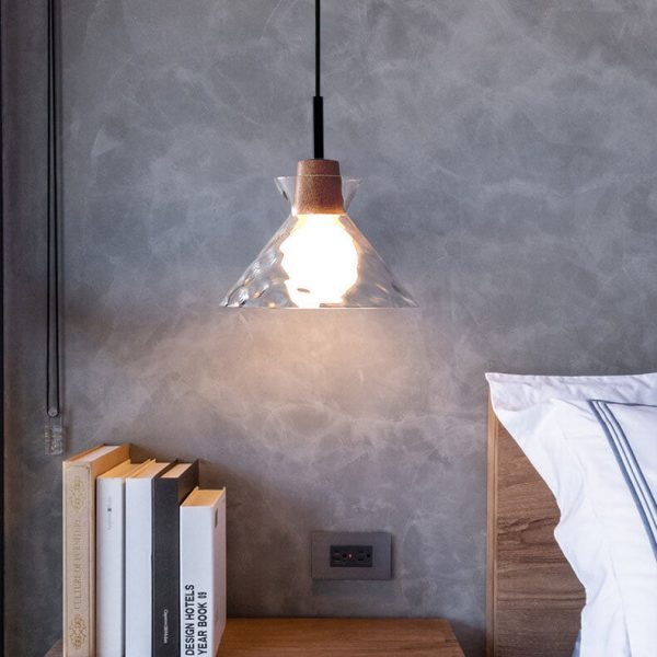 Nordic Clear Rippled Glass Shaded 1-Light Pendant Light - Image 12