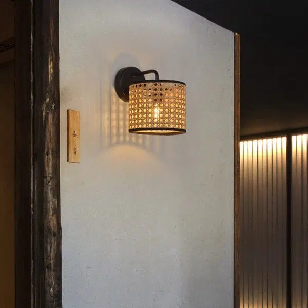 Modern Rattan Weaving Drum 1-Light Wall Sconce Lamp - Image 7