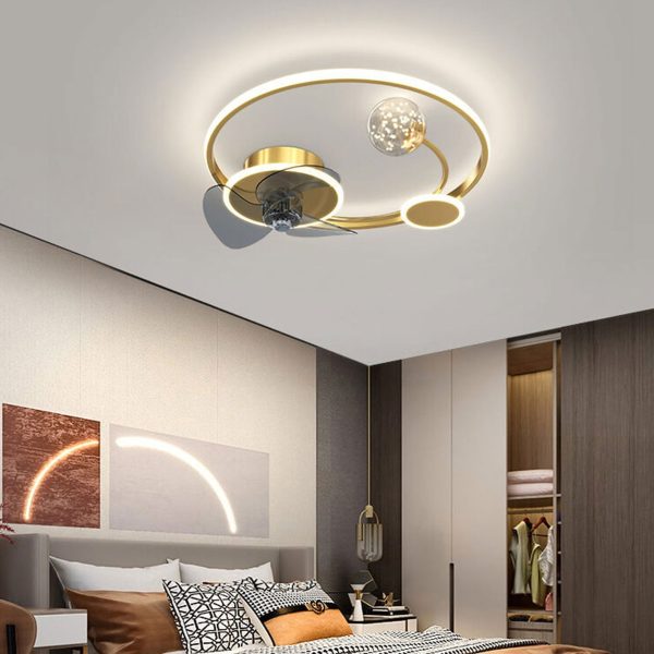 Modern Creative Circle Ball Design LED Flush Mount Ceiling Fan Light - Image 8