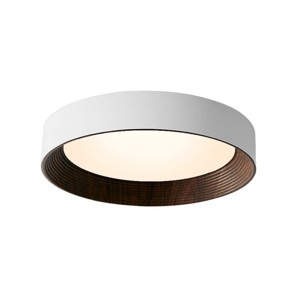 Round Iron Three Step Dimming Modern Wood Texture LED Ceiling Lights Fixture - Image 7