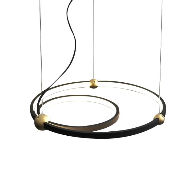 Circular Combination Creative Art Metal Black Post-Modern Chandelier - Image 4