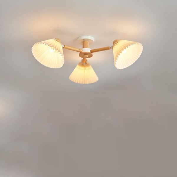 Nordic Wood Pleated Shade 3/6/8 Light Semi-Flush Mount Ceiling Light - Image 4
