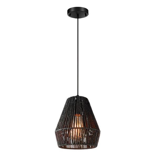 Minimalist Paper Rattan Handmade Black Japanese-style Pendant Lights - Image 4