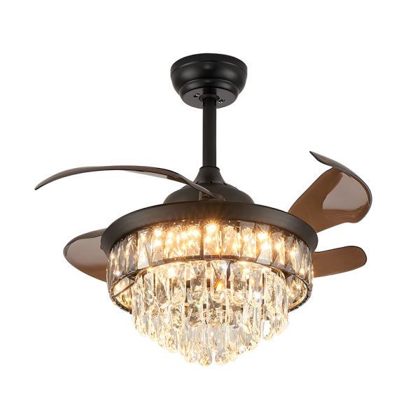 20'' Black Crystal Retractable Blades Ceiling Fan with LED Lights - Image 8