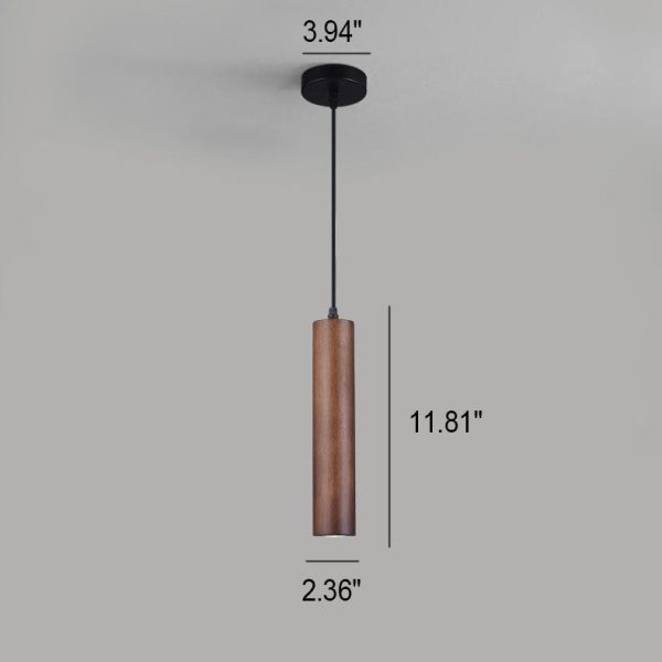 Modern Minimalist Wood Cylinder LED Pendant Light - Image 5