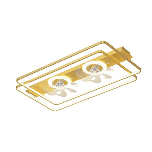 Creative Rectangular 3 Step Dimming Nordic Bladeless Ceiling Fan Lamp with 2 Fans - Image 6