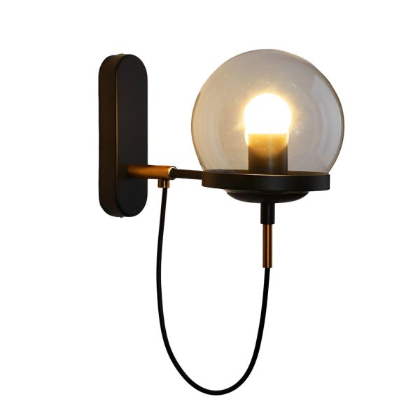 Antique Circular Metal Glass Ball LED Industrial Style Wall Sconce Lighting - Image 7