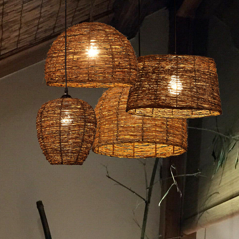 1-3-1576ae09-f664-4f89-8c5d-76969929c1e8.jpg Retro Rattan Weaving Dome 1-Light Pendant Light - Image 1