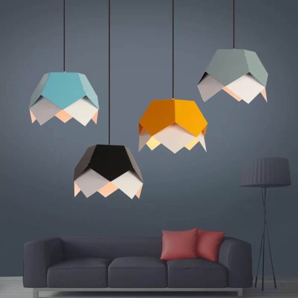 Modern Creative Colorful Geometric Lotus 1-Light Pendant Light - Image 3