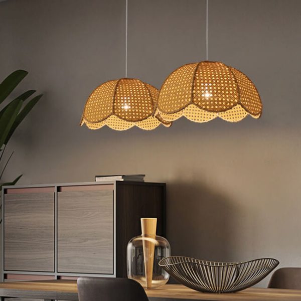 Nordic Rattan Weaving Scallop Dome 1-Light Pendant Light - Image 4