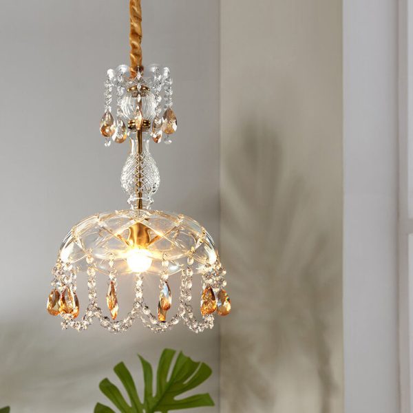 Modern Luxury Crystal Hanging Dome 1-Light Pendant Light - Image 24