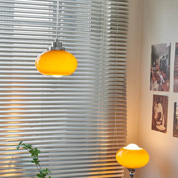 Nordic Yellow Glass Dome 1-Light Pendant Light - Image 3