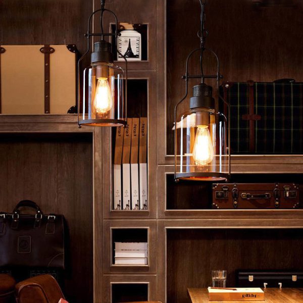 Industrial Vintage Iron Glass Jar 1-Light Pendant Light - Image 3