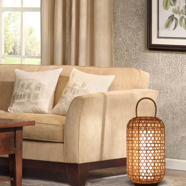 Modern Rattan Weaving Cylinder Outdoor Waterproof Floor Lamp - Image 13