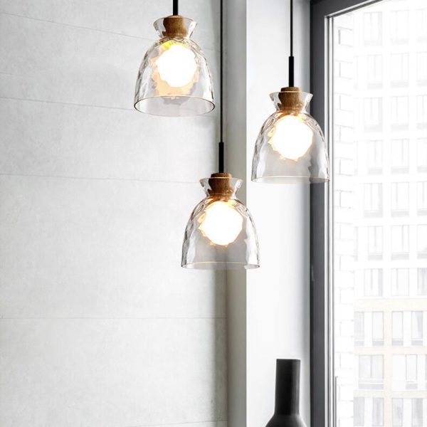 Nordic Clear Rippled Glass Shaded 1-Light Pendant Light - Image 14