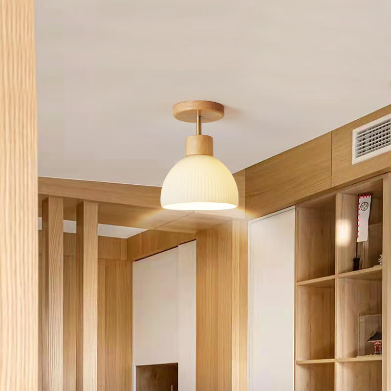 1-3-d7600091-0d2f-4df0-a935-0affaff0f522.jpg Nordic Glass Half Round 1-Light Semi-Flush Mount Ceiling Light - Image 1