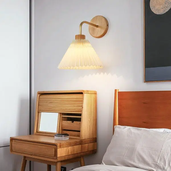 Modern Minimalist Pleated Umbrella Shade 1-Light Wall Sconce Lamp - Image 3