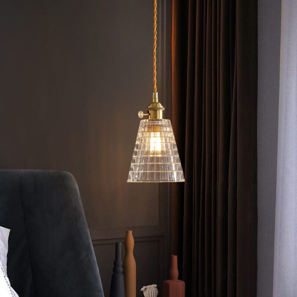 Modern Luxury Glass Bell Shade Brass 1-Light Pendant Light - Image 3