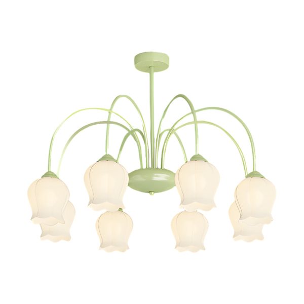 8 Heads Pastoral Bell Orchid Flowers 3 Step Dimming French Style Chandelier - Image 6