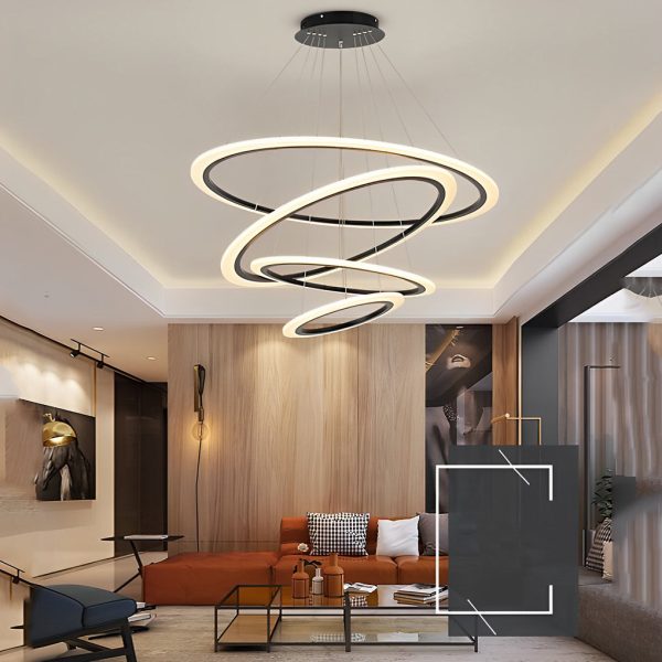 4-ring Geometric LED Modern Chandelier Pendant Light Hanging Lamp Island Lights - Image 3