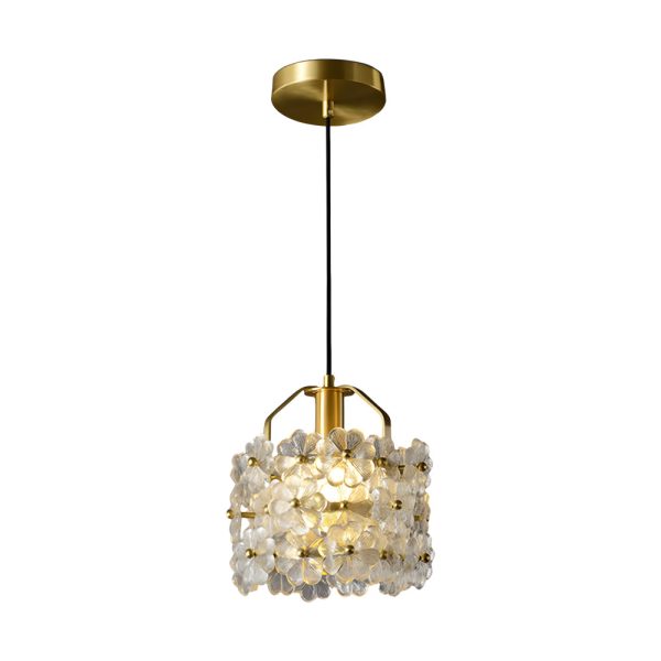 Small Glass Flowers 3 Step Dimming Copper French Style Pendant Lights - Image 7
