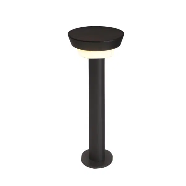 Modern Black Round LED Solar Outdoor Path Light with Stake - Garden Bollard Light - Image 12