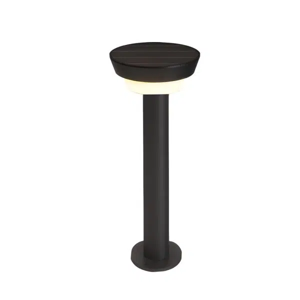 Modern Black Round LED Solar Outdoor Path Light with Stake - Garden Bollard Light - Image 14