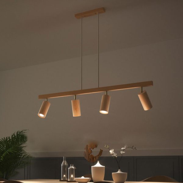 Nordic Minimalist Solid Wood Spotlight Track 2/3/4 Light Chandelier - Image 2