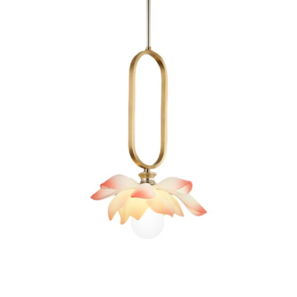Creative Lotus Flowers Luminous Copper Oval Ring LED Modern Pendant Lights - Image 17