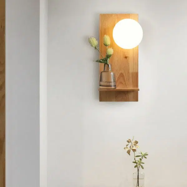 Nordic Solid Wood Glass Globe 1-Light  Wall Sconce Lamp - Image 2