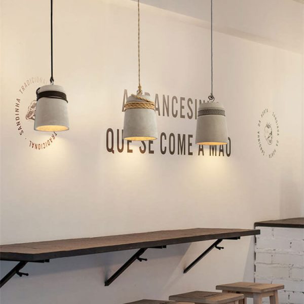 Industrial Cement Column Rope Wire 1-Light Pendant Light - Image 16