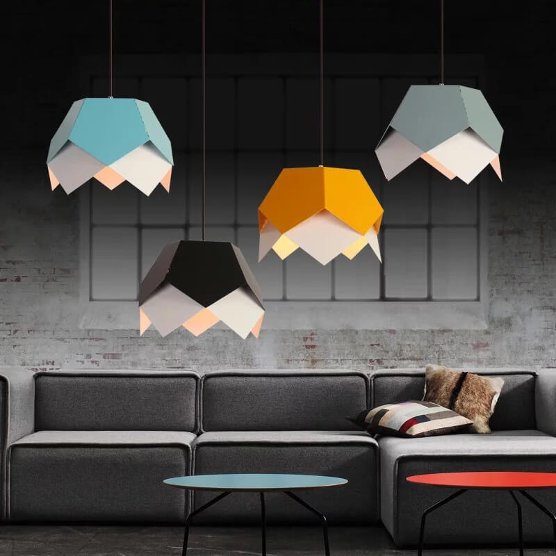1-4-3915d98d-8f9a-4dbf-aa10-3588aefe16a4.jpg Modern Creative Colorful Geometric Lotus 1-Light Pendant Light - Image 1