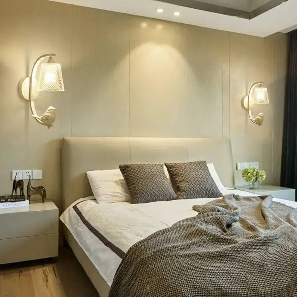 Modern Simple Glass Shade with Resin Bird 1-Light Wall Sconce Lamp - Image 2