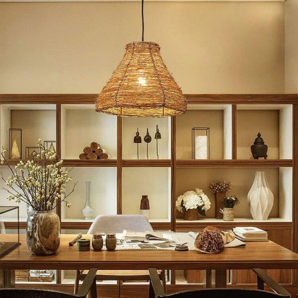 Retro Rattan Weaving Dome 1-Light Pendant Light - Image 6