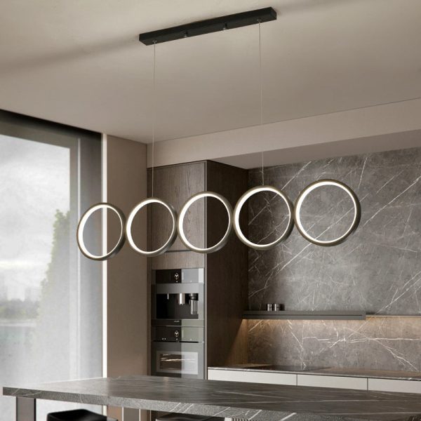 Nordic Creative Iron Acrylic 5-Circle LED Chandelier - Image 4