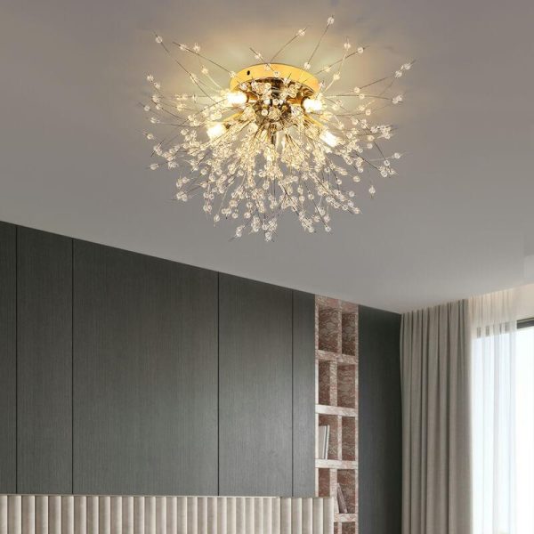 Modern Creative Dandelion Crystal 5/6/8 Light Semi-Flush Mount Ceiling Light - Image 2