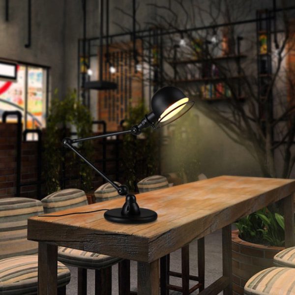 Vintage Industrial Iron Mechanical Long Arm 1-Light Table Lamp - Image 12