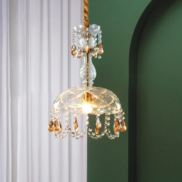 Modern Luxury Crystal Hanging Dome 1-Light Pendant Light - Image 3