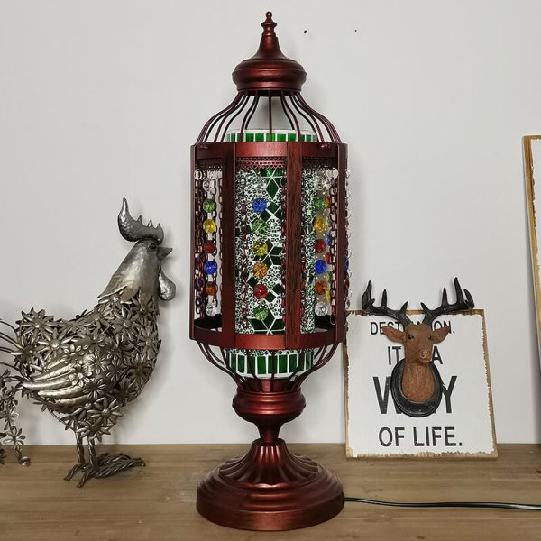 Vintage Turkish Stained Glass Lantern 1-Light Table Lamp - Image 3