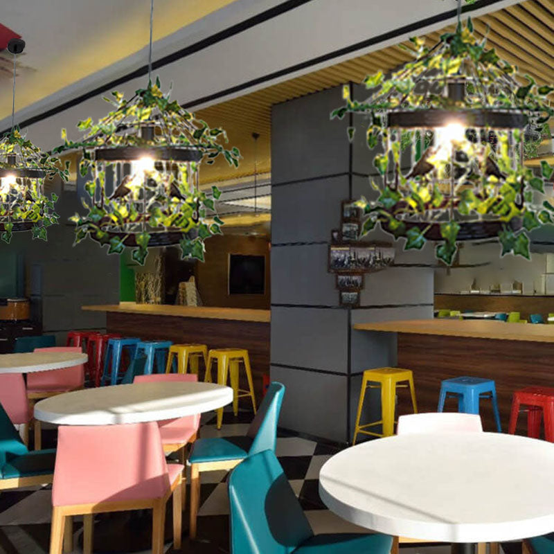 1-4-e9de9537-f068-4c14-9cd4-5364014b8c38.jpg Retro Creative Plant Birdcage 1-Light Pendant Light - Image 1