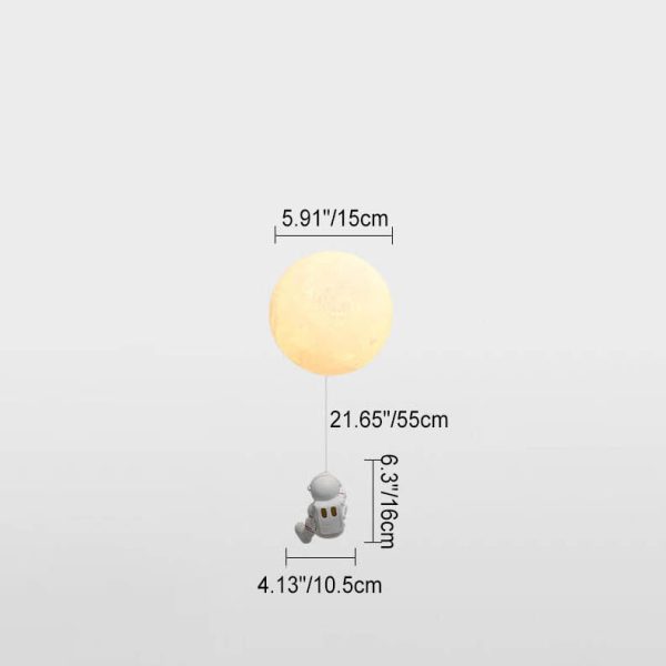 Contemporary Creative Orb Astronaut Iron Resin 1-Light Wall Sconce Lamp For Bedroom - Image 4