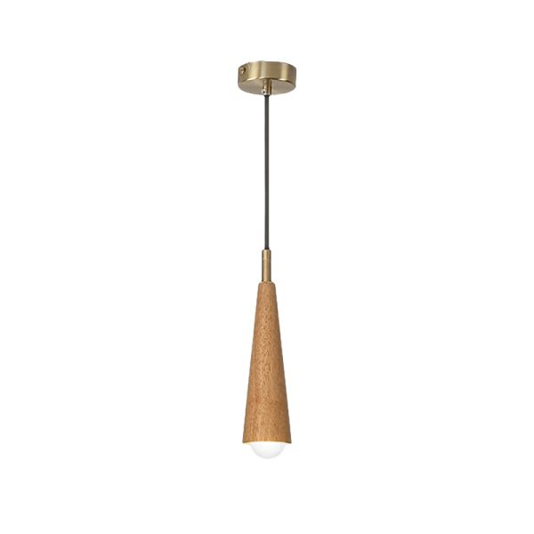 Wood Cone Three Step Dimming Copper LED Modern Pendant Lights Hanging Lamp - Image 8